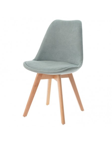 Silla Milena con patas de madera, tapizada en terciopelo