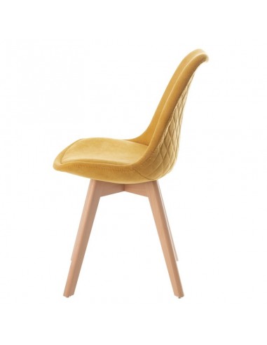 Silla Milena con patas de madera, tapizada en...