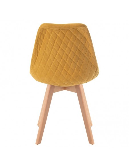 Silla Milena con patas de madera, tapizada en terciopelo