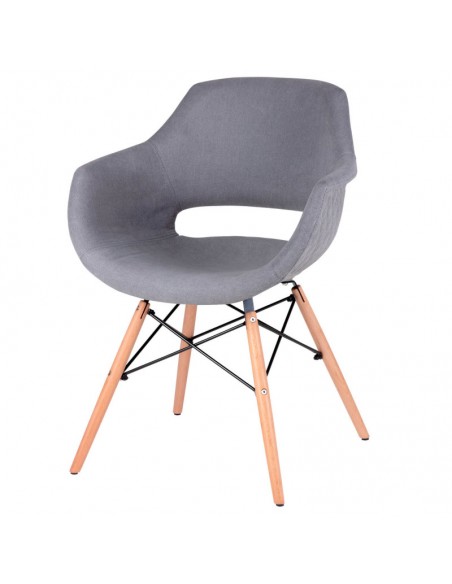 Silla de diseño Nordico Nadin, madera, tela