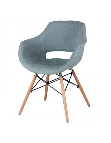 Silla de diseño Nordico Nadin, madera, tela