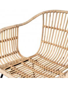 Silla con brazos Nancy en ratán natural y metal negro 2