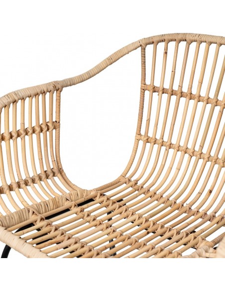 Silla con brazos Nancy en ratán natural y metal negro