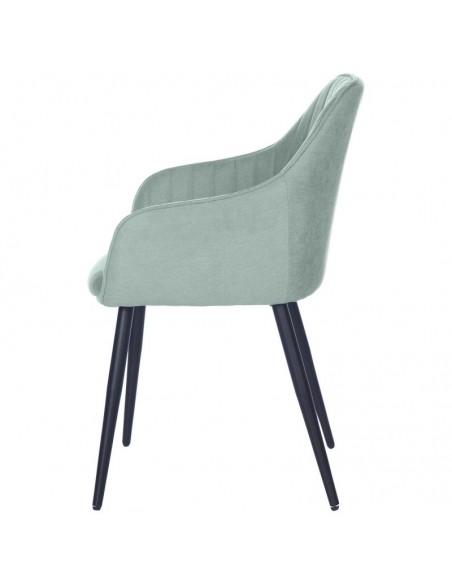 Silla comedor NATALIA, tejido menta y patas de metal negro.