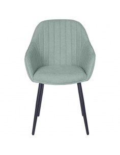 Silla comedor NATALIA, tejido menta y patas de metal negro.