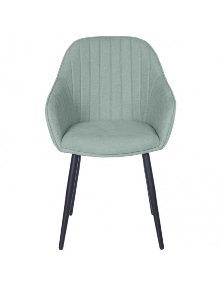 Silla comedor NATALIA, tejido menta y patas de metal negro.
