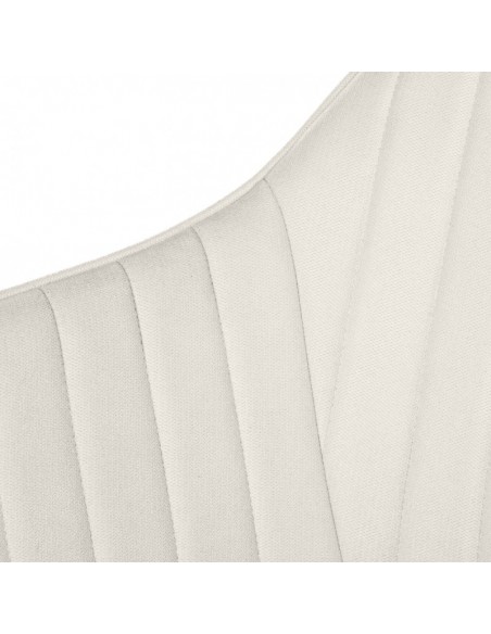 Silla comedor NATALIA, tejido beige y patas de metal negro.