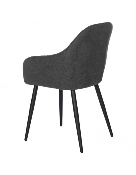 Silla comedor NATALIA, tejido gris oscuro y patas de metal negro.