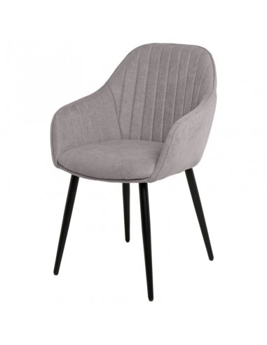 Silla comedor NATALIA, tejido gris claro y...