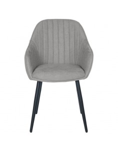 Cadeira de jantar NATALIA, tecido cinza claro e pernas de...