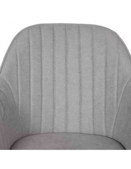 Silla comedor NATALIA, tejido gris claro y patas de metal negro.