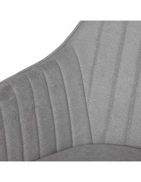 Silla comedor NATALIA, tejido gris claro y patas de metal negro.