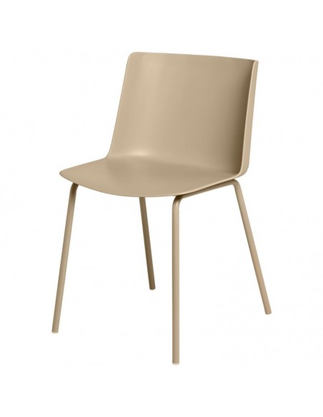 Silla CADY polipropileno beige y patas de metal
