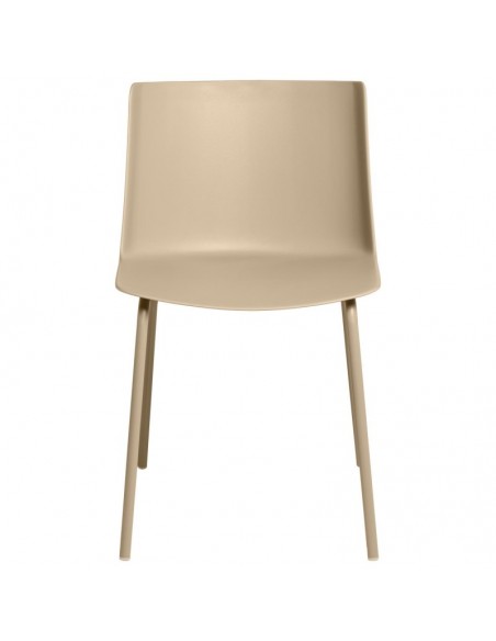 Silla CADY polipropileno beige y patas de metal