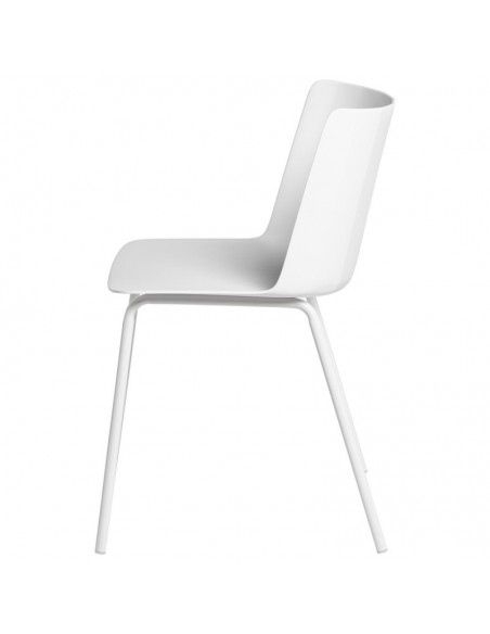 Silla CADY polipropileno blanco y patas de metal