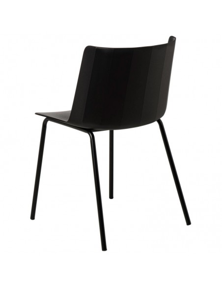 Silla CADY polipropileno negro y patas de metal.