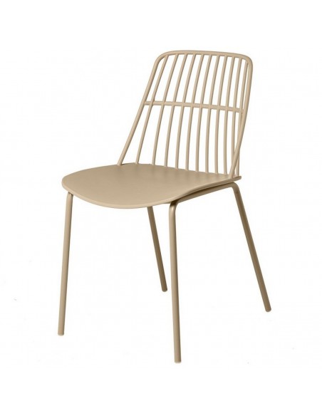 Silla NERINA, polipropileno beige y patas de metal beige.