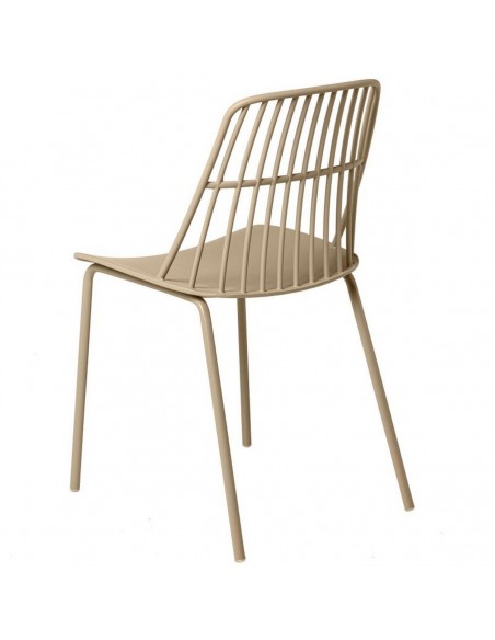 Silla NERINA, polipropileno beige y patas de metal beige.