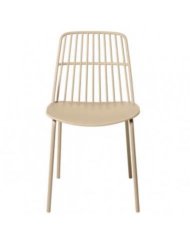 Silla NERINA, polipropileno beige y patas de metal beige.