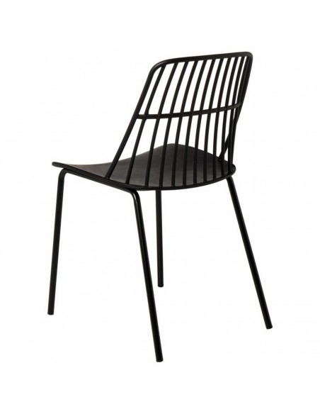 Silla NERINA, polipropileno negro y patas de metal negro.