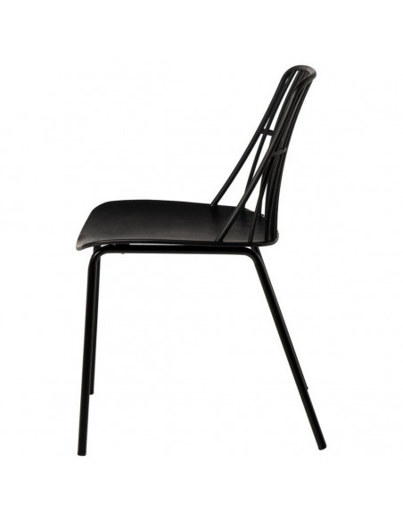 Silla NERINA, polipropileno negro y patas de metal negro.