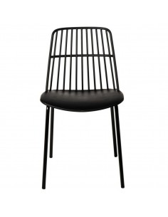 Silla NERINA, polipropileno negro y patas de metal negro.