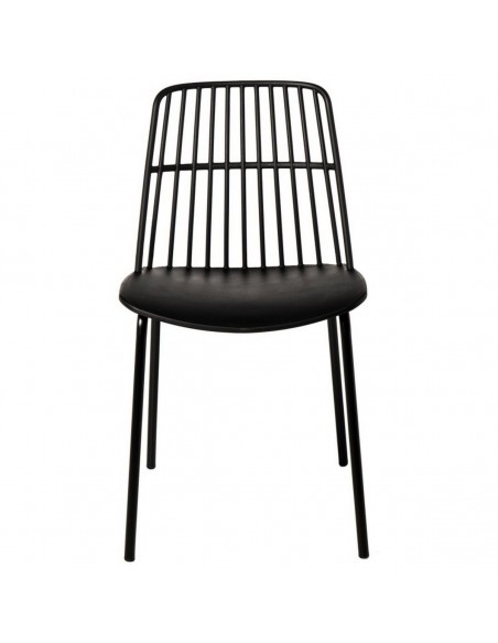 Silla NERINA, polipropileno negro y patas de metal negro.
