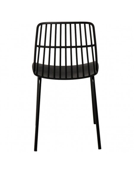 Silla NERINA, polipropileno negro y patas de metal negro.
