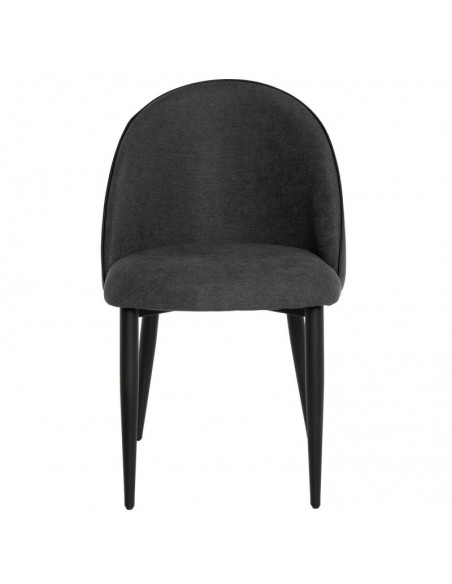 Cadeira de jantar SLOANE, estofada cinza escuro com pernas de metal preto.