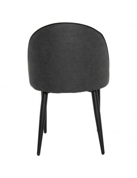 Cadeira de jantar SLOANE, estofada cinza escuro com pernas de metal preto.