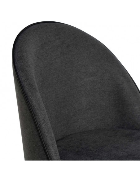 Cadeira de jantar SLOANE, estofada cinza escuro com pernas de metal preto.