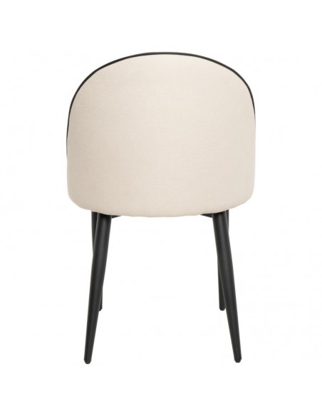 Silla de comedor SLOANE, tapizada color beige con patas de metal negro.