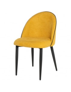 Cadeira de jantar SLOANE, estofada amarelo com pernas de...