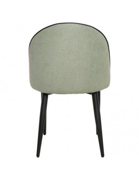 Cadeira de jantar SLOANE, estofada menta com pernas de metal preto.
