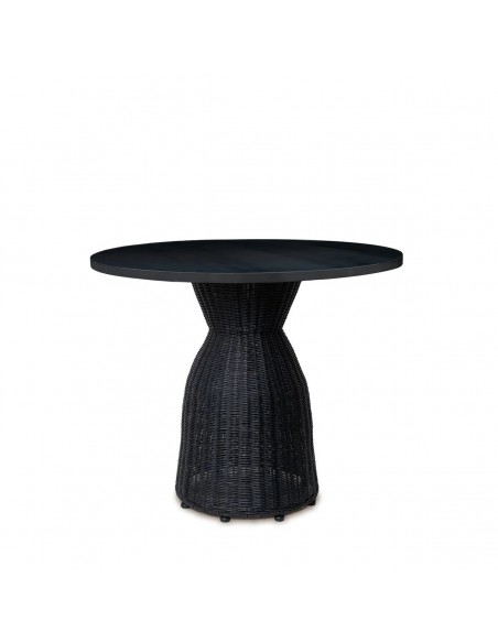 Mesa redonda de rattan CHIARA em preto