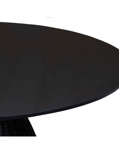 Mesa redonda de rattan CHIARA em preto