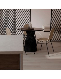 Mesa redonda de rattan CHIARA em preto 2