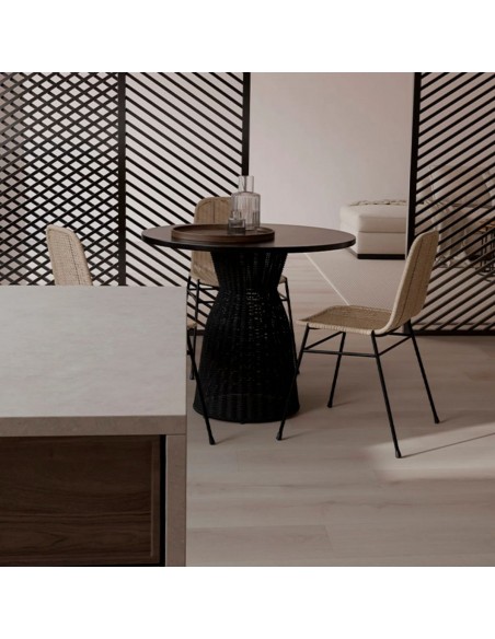 Mesa redonda de rattan CHIARA em preto