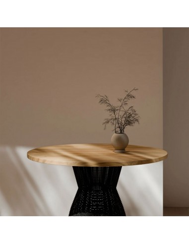 Mesa redonda de rattan CHIARA 90 em natural e...