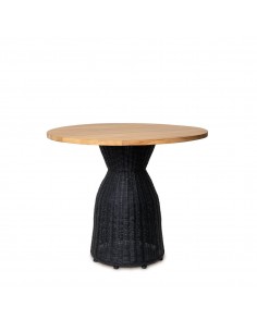 Mesa redonda de rattan CHIARA 90 em natural e preto