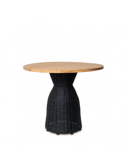 Mesa redonda de ratán CHIARA 90 en natural y negro