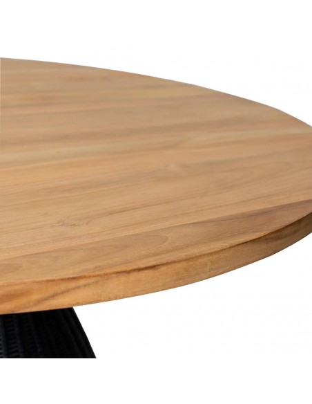 Mesa redonda de rattan CHIARA 90 em natural e preto