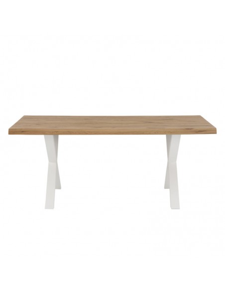 Mesa design industrial CORINE 140 x 90 cm, carvalho, metal branco.