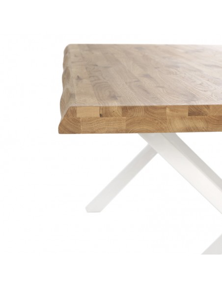 Mesa design industrial CORINE 140 x 90 cm, carvalho, metal branco.