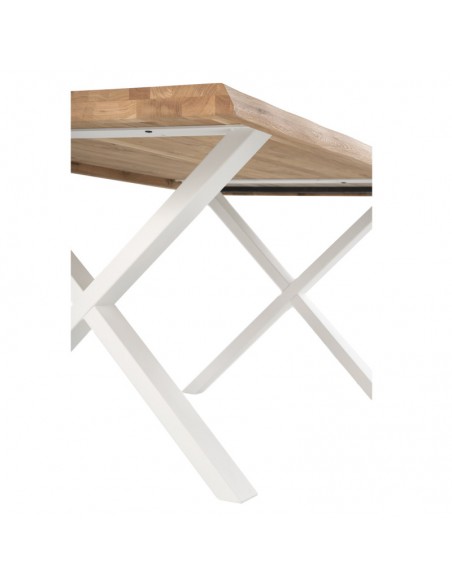 Mesa design industrial CORINE 140 x 90 cm, carvalho, metal branco.