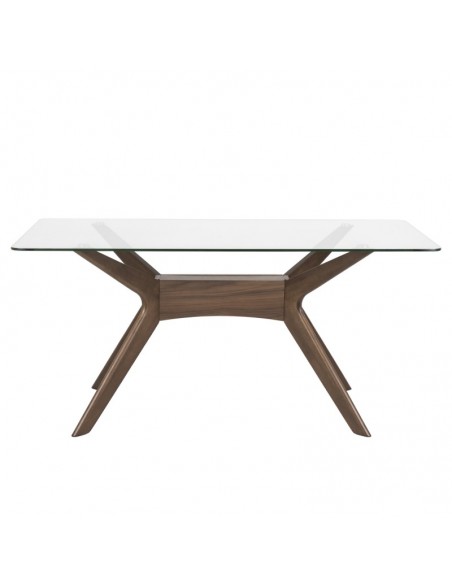 Mesa de cristal design moderno DELLA 140x90, nogueira