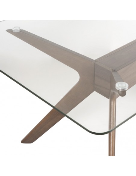 Mesa de cristal design moderno DELLA 140x90, nogueira