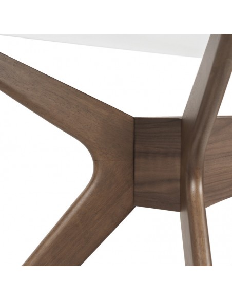 Mesa de cristal design moderno DELLA 140x90, nogueira