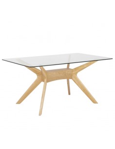 MESA de cristal y roble DELLA 140x90
