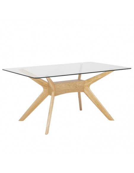 MESA de cristal y roble DELLA 140x90